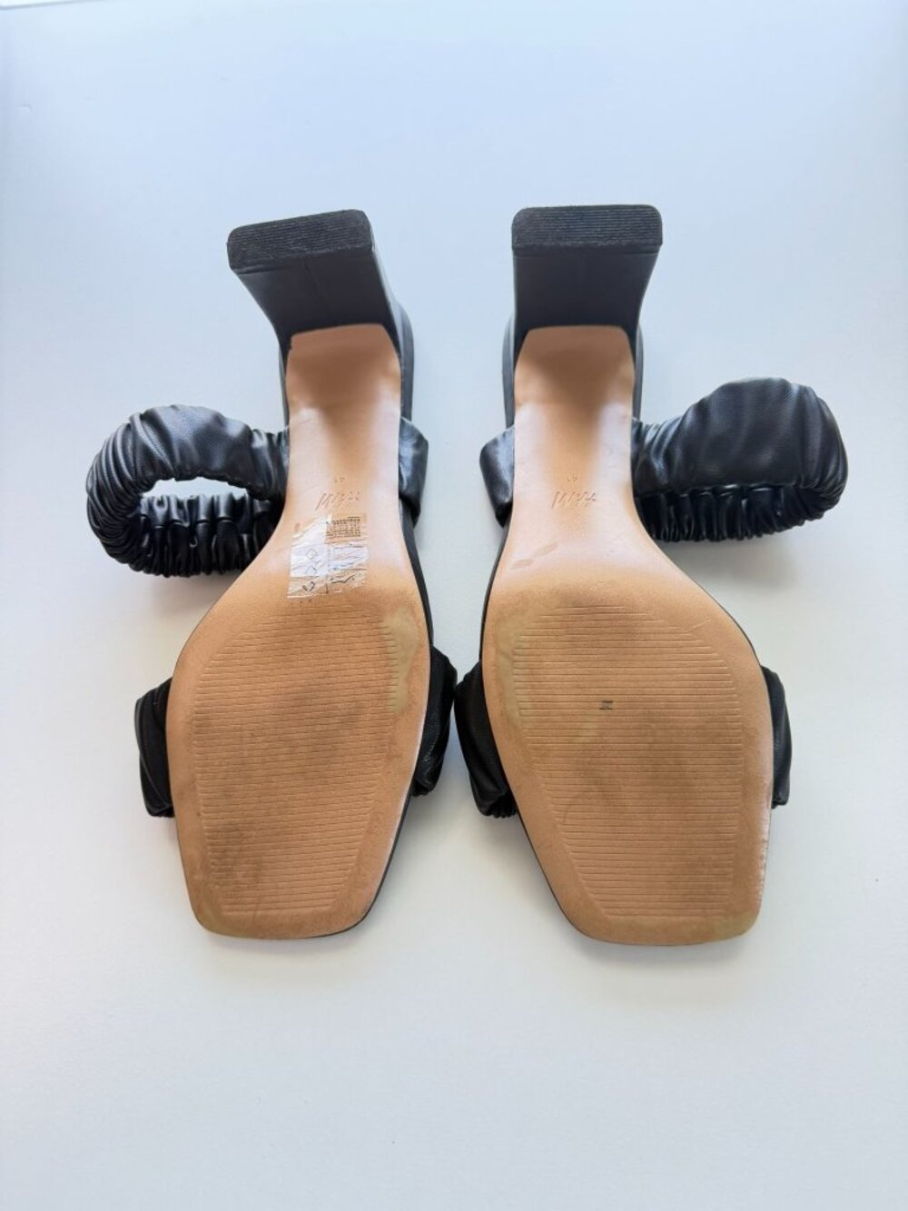 H&M Block Heel Sandals Ruched Straps Square Toe Women's 9.5 - Picture 8 of 8